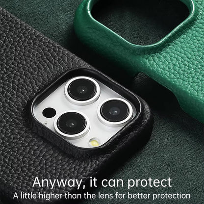 For Magsafe Case for Iphone 17 15 16 Pro Max Air 17Pro Natural Cowhide Lychee Leather Magnetic Protector Luxury Phone Back Cover